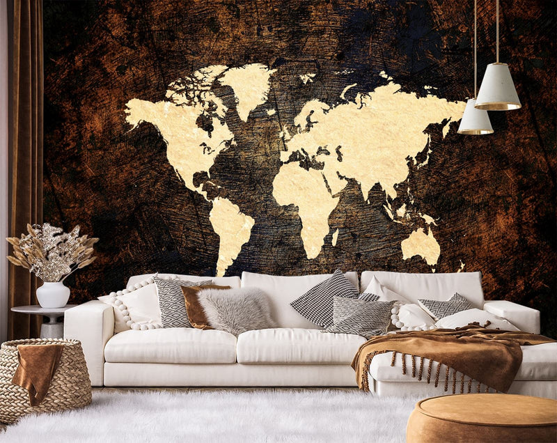 Wallpaper, World Map in Brown
