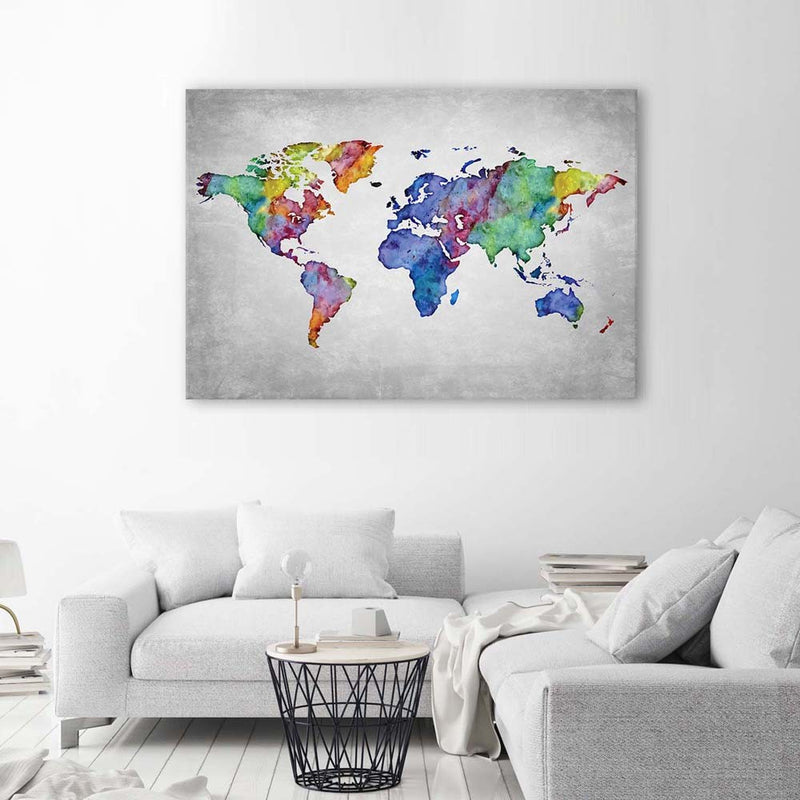 Deco panel print, Multicolour world map