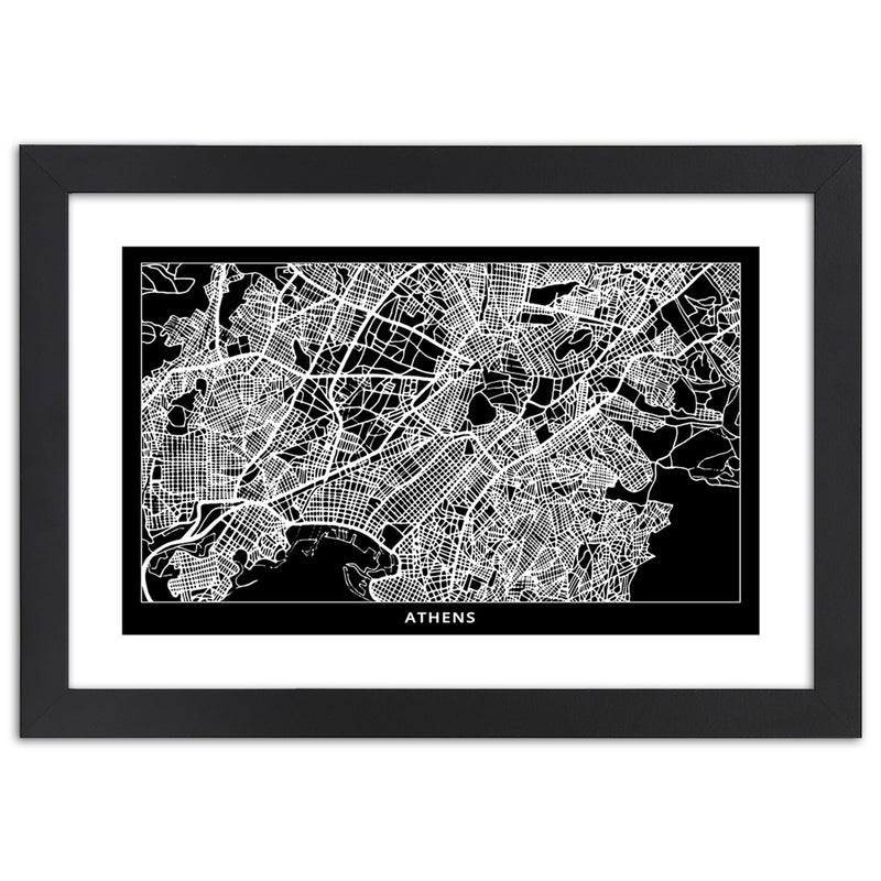 Imagen en marco negro, plano de la ciudad de Atenas.