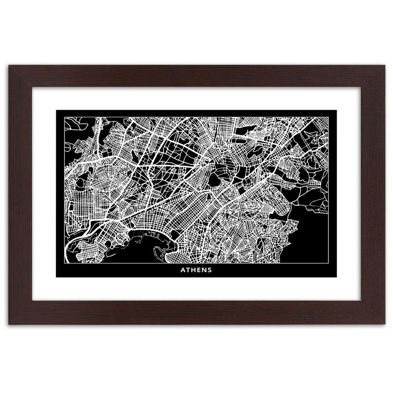 Picture in brown frame, City plan athens