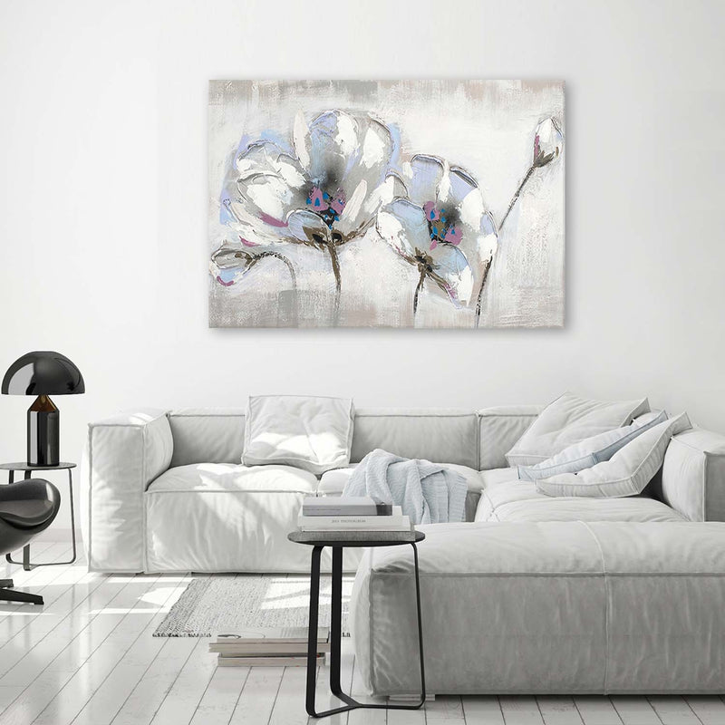 Canvas print, Painted flowers in white