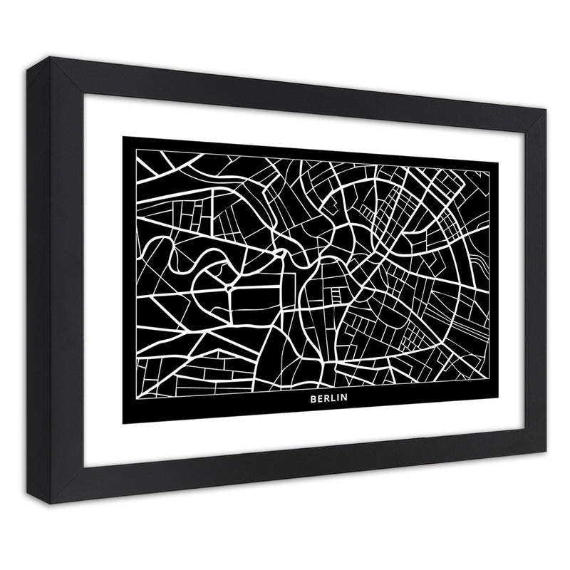 Picture in black frame, City plan berlin