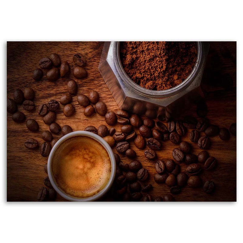 Canvas print, Mug of coffee and beans