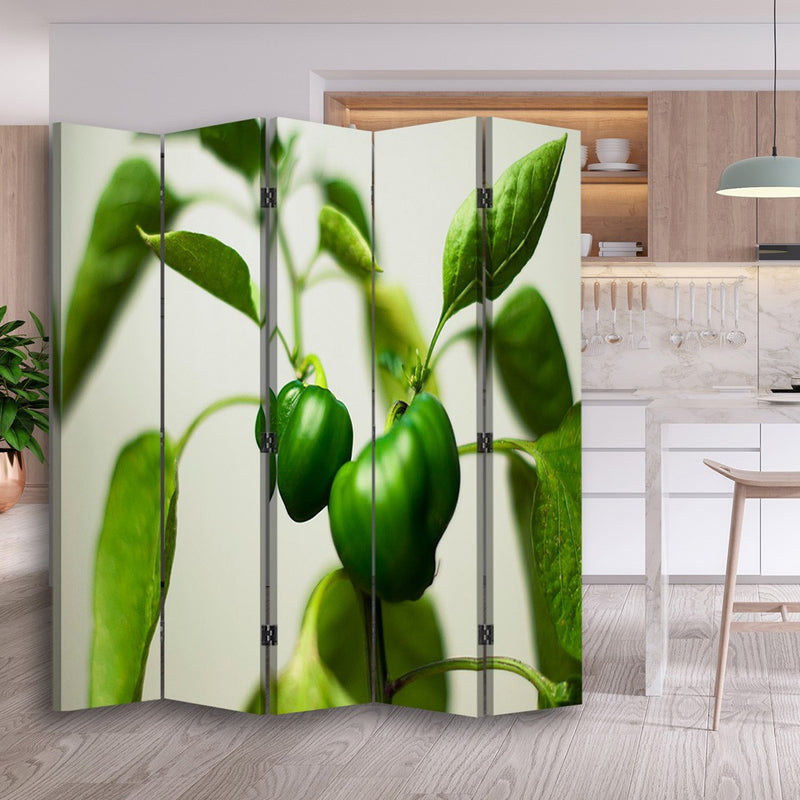 Room divider Double-sided, Green peppers on a branch