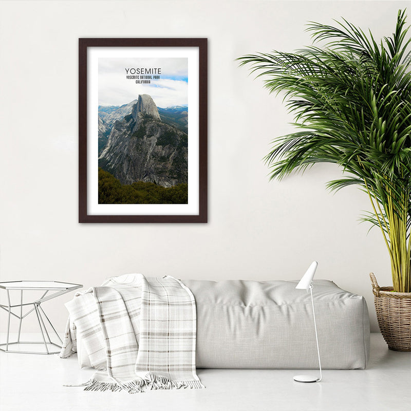 Picture in brown frame, Rock in yosemite national park