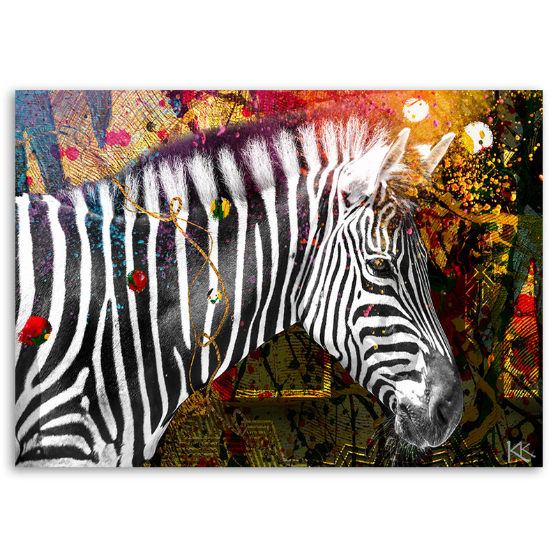 Deco panel print, Zebra on colourful background