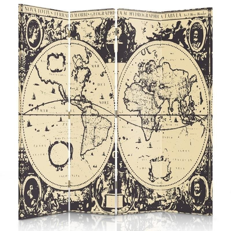 Room divider Double-sided, Vintage world map