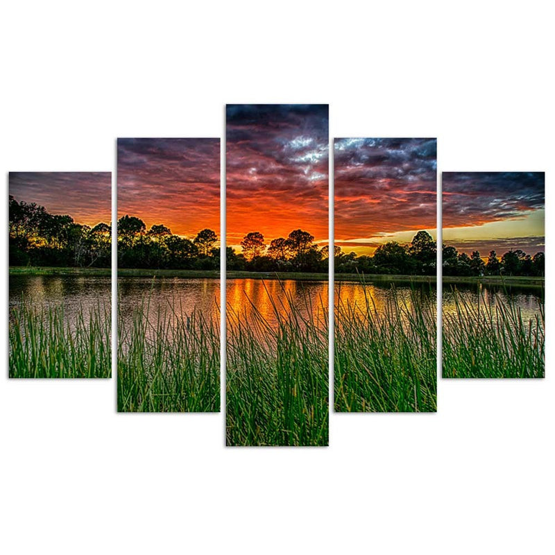 Five piece picture canvas print, Sky at sunset