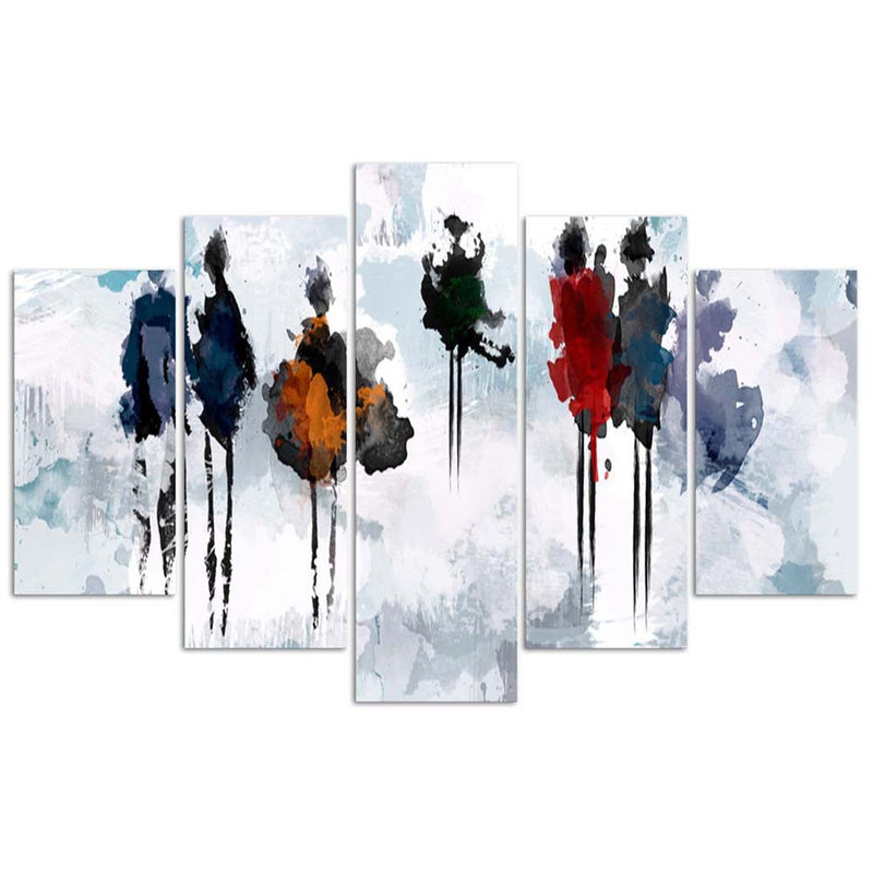 Five piece picture canvas print. Blue abstraction 2