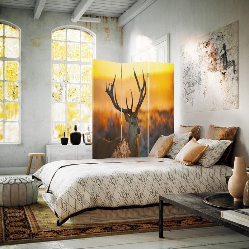 Room divider Double-sided rotatable, Deer in winter