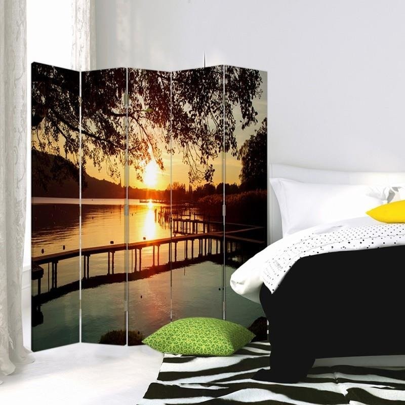 Room divider Double-sided, Sunset over the river