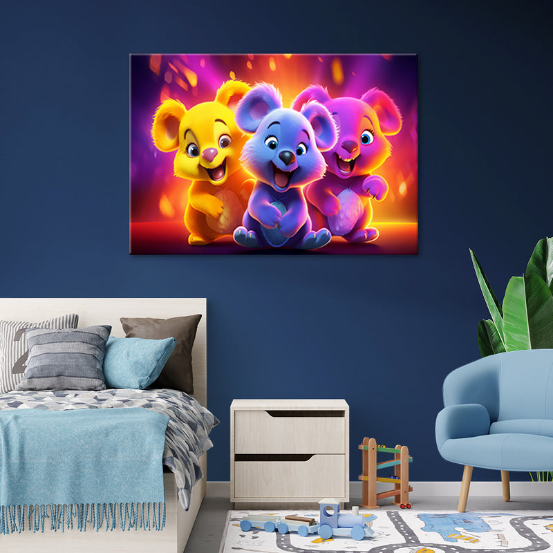 Deco panel picture, Baby bears neon
