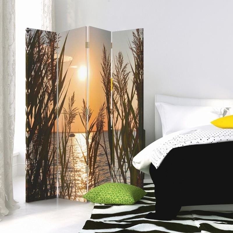 Room divider Double-sided, Sunset over the lake