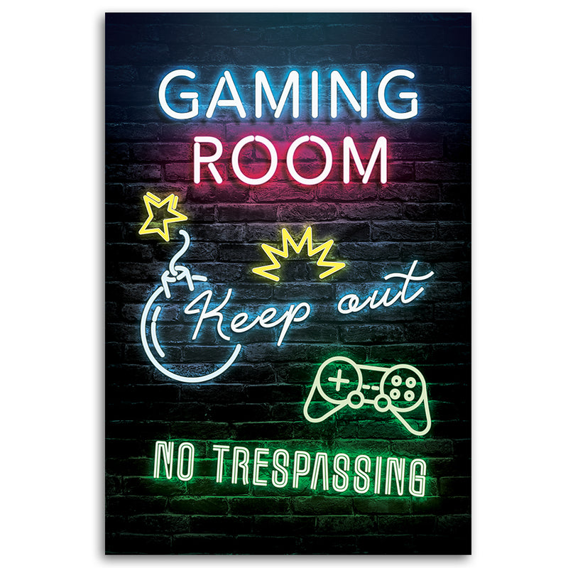 Impresión de panel decorativo, inscripción de sala de juegos