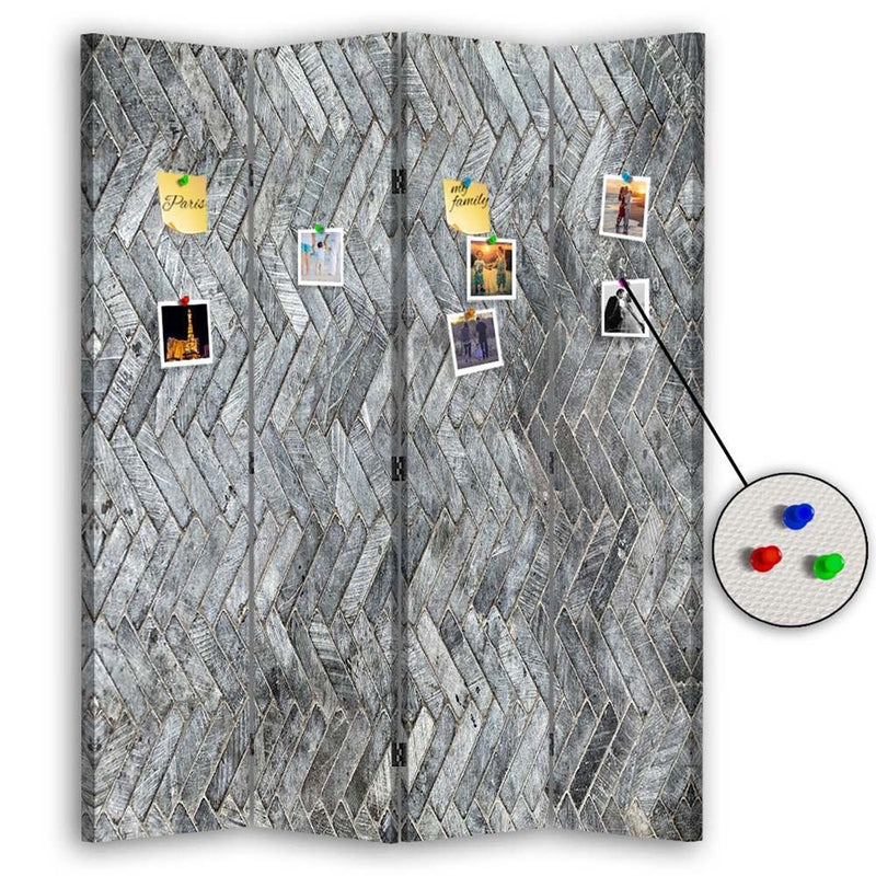 Separador de ambientes de doble cara PIN IT, Cuadros grises