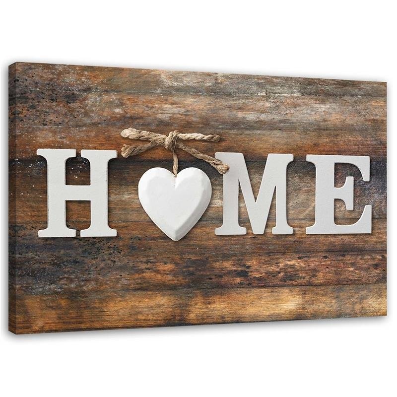 Canvas print, Home inscription on a background of boards in vintage style