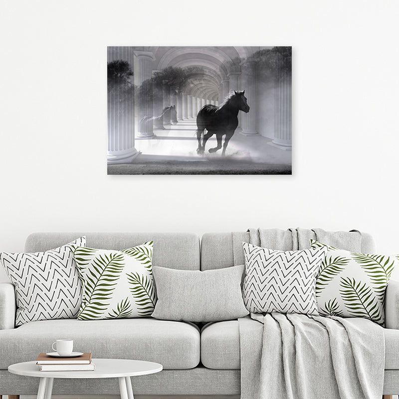 Deco panel print, Running horse 3D