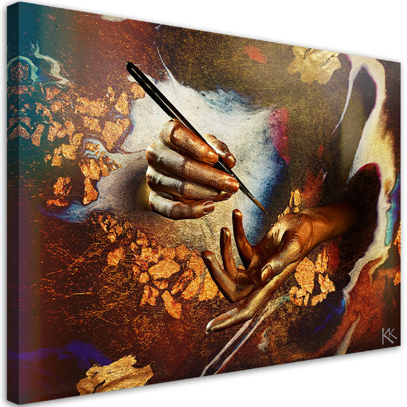 Canvas print, Hands of gold