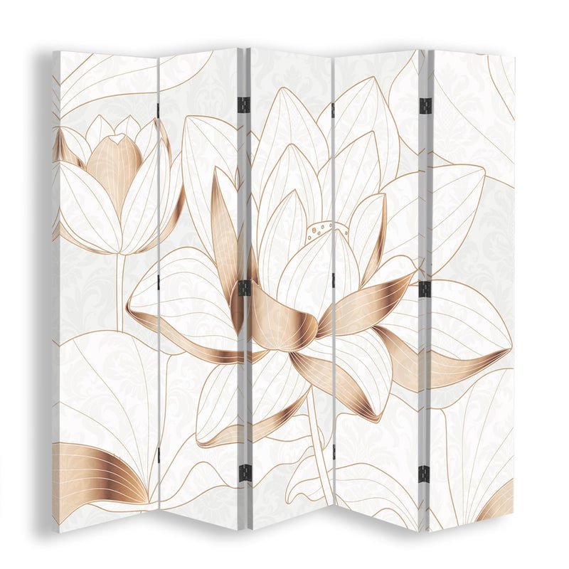 Room divider Double-sided, Lotus flower in beige