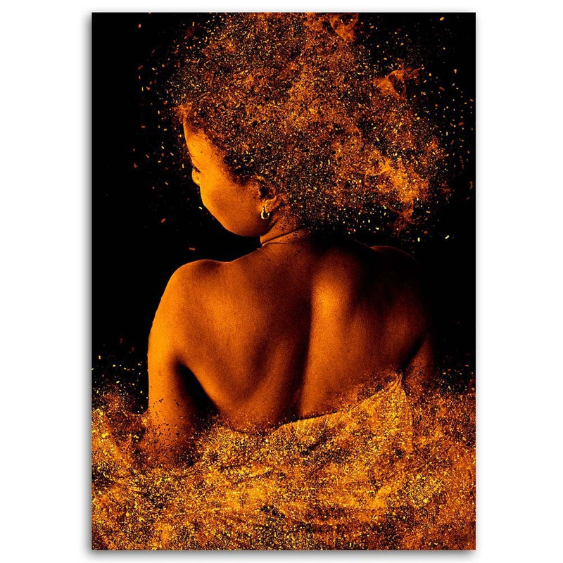 Deco panel print, Young woman in gold dust