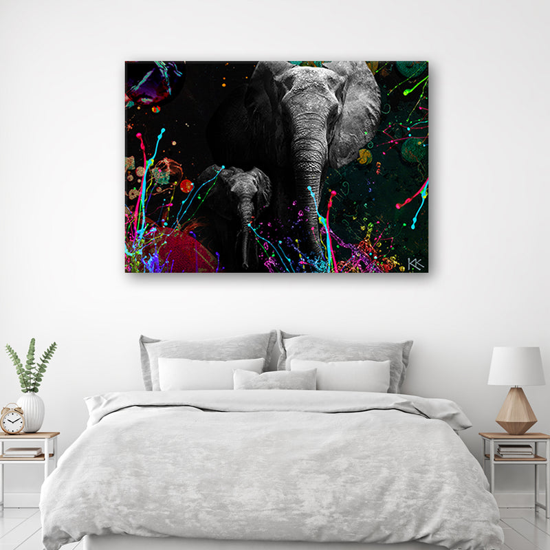 Cuadro, Elefante en colores de fondo