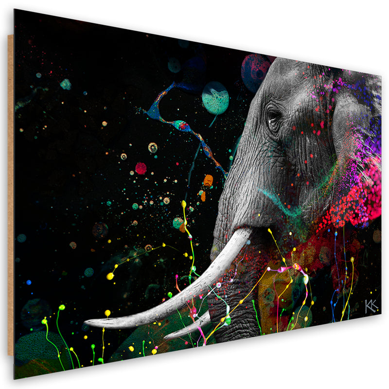 Panel decorativo estampado, elefante africano abstracto