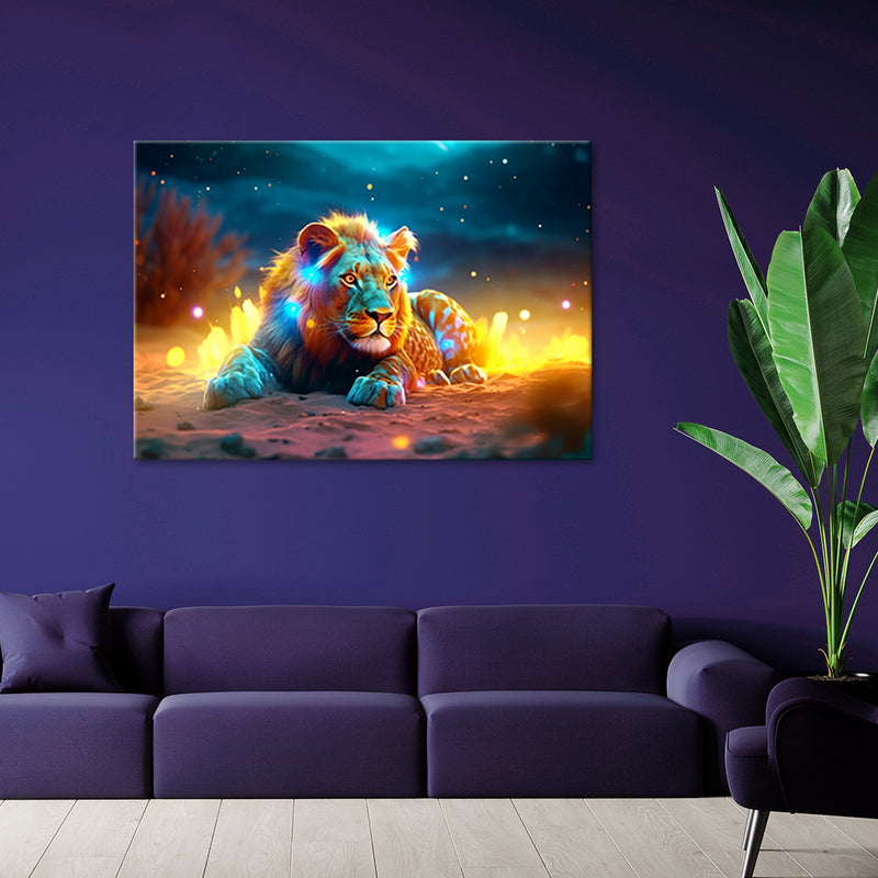 Canvas print, Neon Lion Abstract Nature