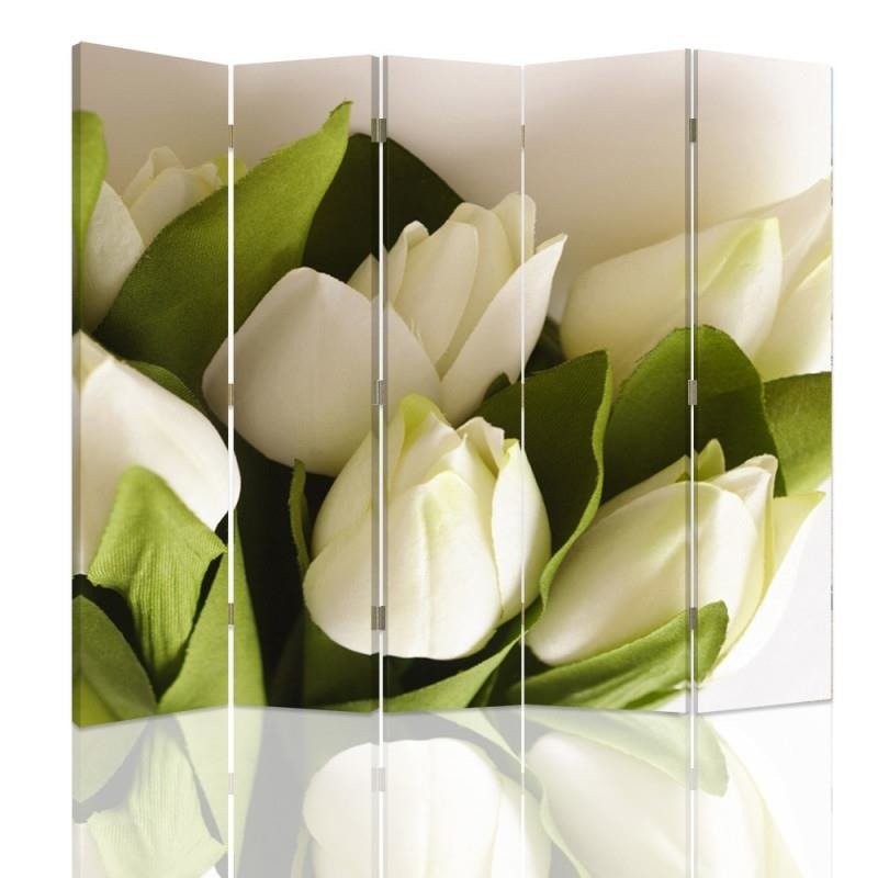 Room divider Double-sided, Fresh white tulips