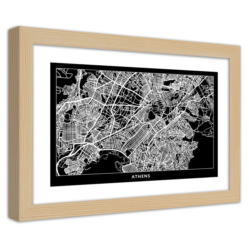 Imagen en marco natural, plano de la ciudad de Atenas.