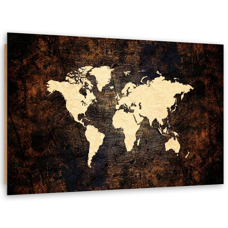 Deco panel print, Brown map of the world