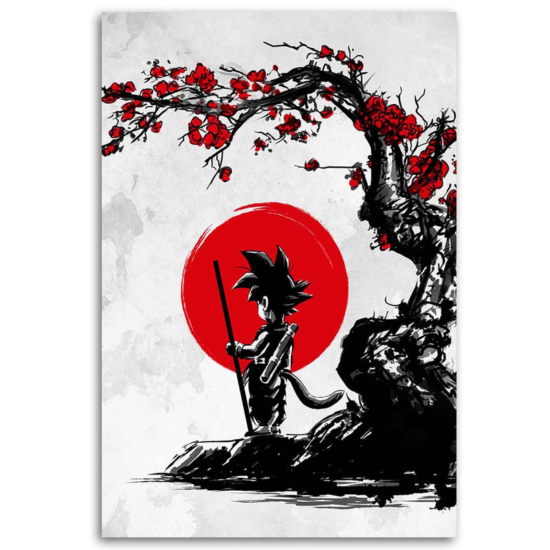 Canvas print, Goku and the red moon