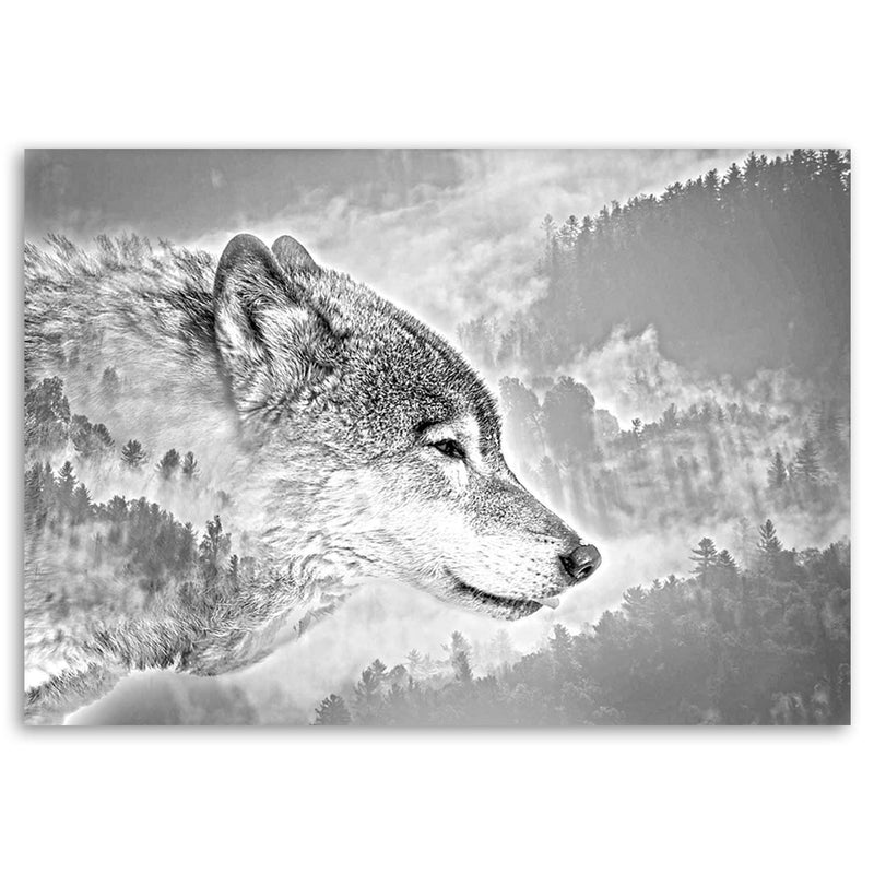 Deco panel print, Wolf on a snow background
