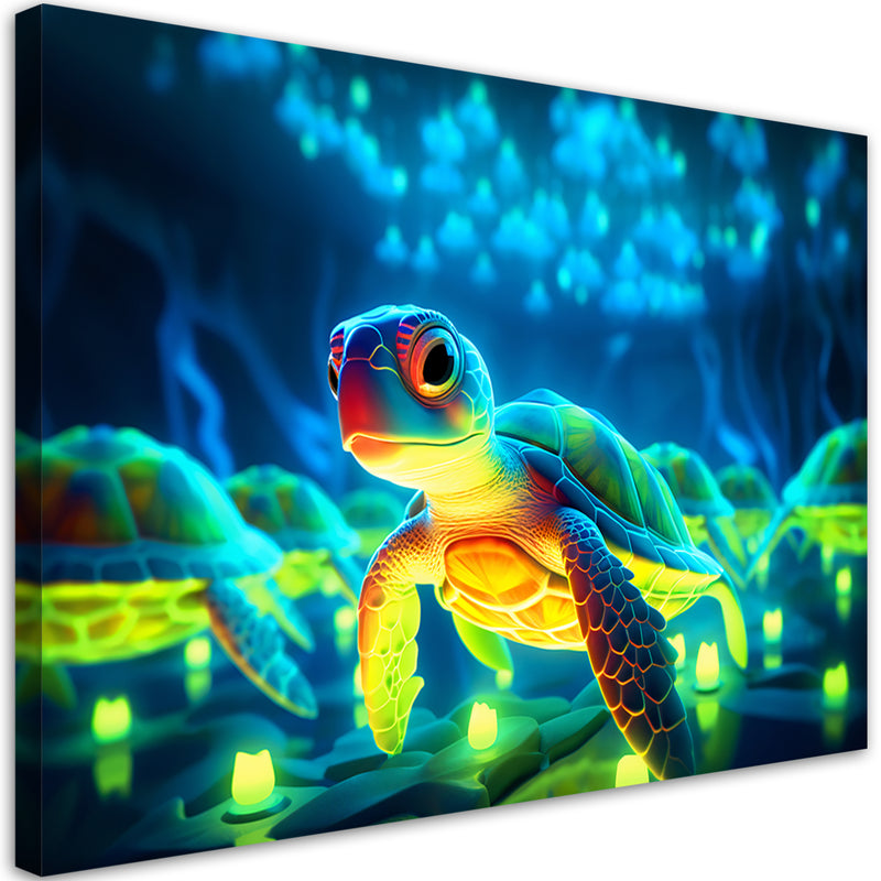 Canvas print, Cosmic neon turtle