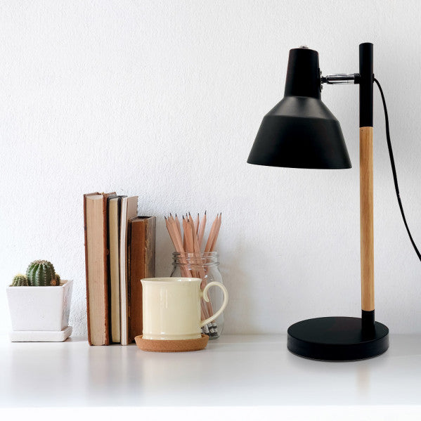 BASIL desk lamp 1xE14 metal / wood black