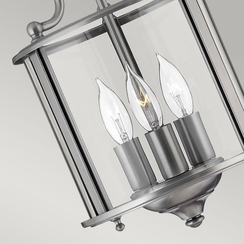 Pendant lamp Hinkley (HK-GENTRY-P-S-PW) Gentry steel, clear glass E14 3 bulbs