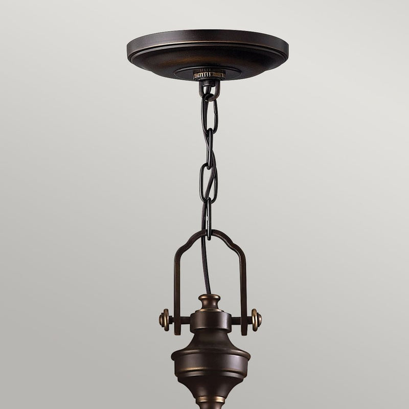 Pendant lamp Hinkley (HK-MAYFLOWER-P-C) Mayflower mild steel, etched amber glass E27 3 bulbs