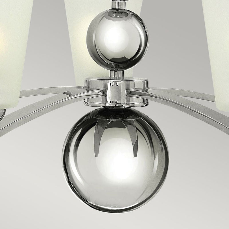 Chandelier Hinkley (HK-ZELDA5-PN) Zelda steel, etched glass E27 5 bulbs