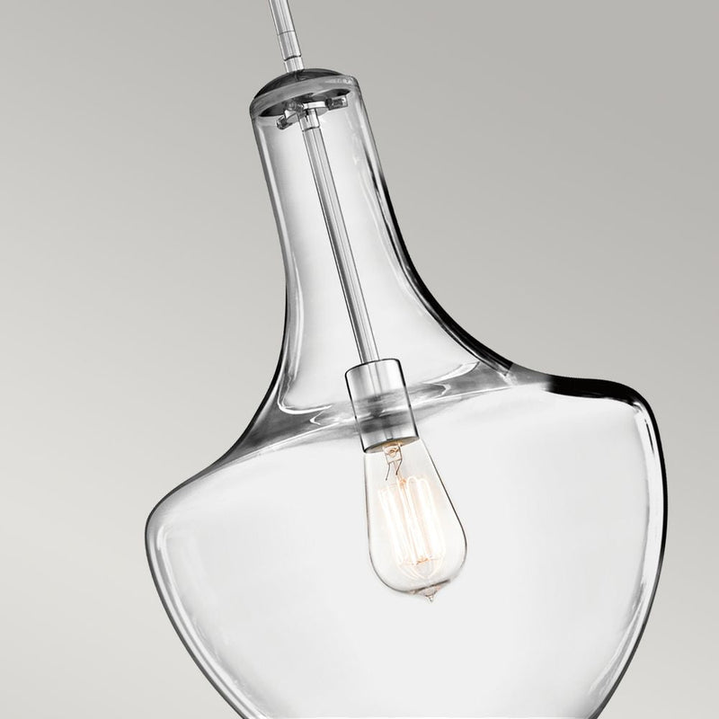 Pendant lamp Kichler (KL-EVERLY-P-M-CH) Everly steel, glass E27