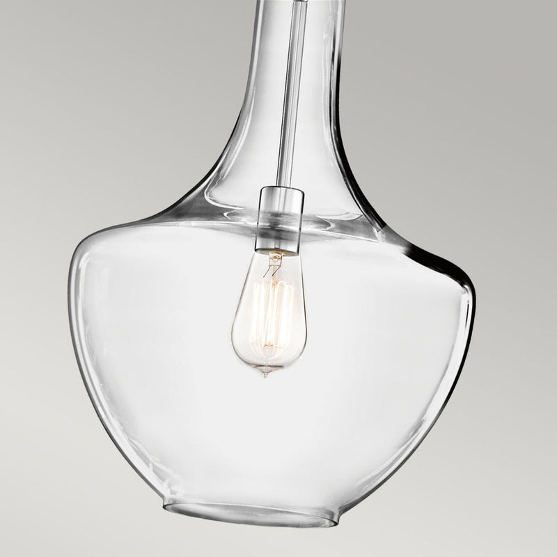 Pendant lamp Kichler (KL-EVERLY-P-M-CH) Everly steel, glass E27