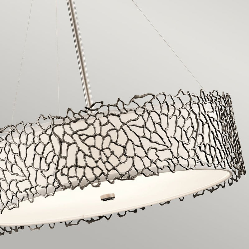 Pendant lamp Kichler (KL-SILVER-CORAL-P-B) Silver Coral metal, linen, etched glass E27 4 bulbs