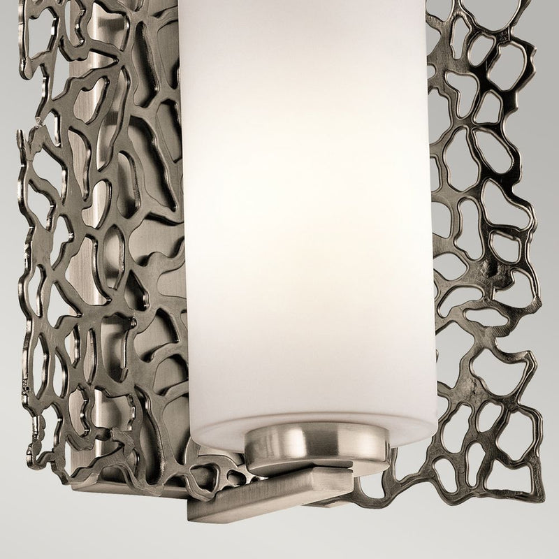Wall sconce Kichler (KL-SILVER-CORAL1) Silver Coral metal, linen, etched glass E27