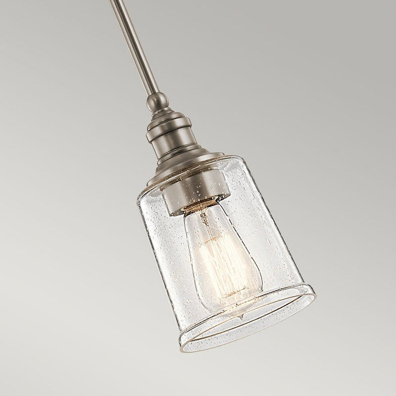 Pendant lamp Kichler (KL-WAVERLY-MP-CLP) Waverly steel, seeded glass E27