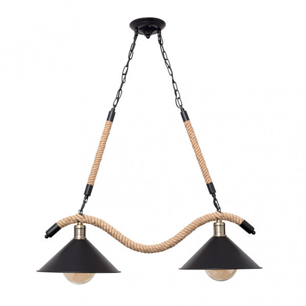 CABO chandelier 2xE27 rope / metal black