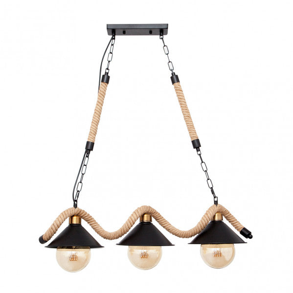 CABO chandelier 3xE27 rope / metal black