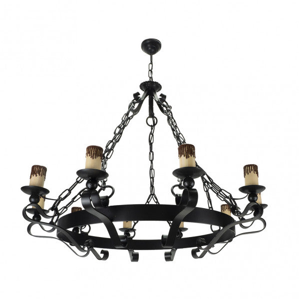 MEDIEVAL chandelier 10xE27 metal / polycarbonate black