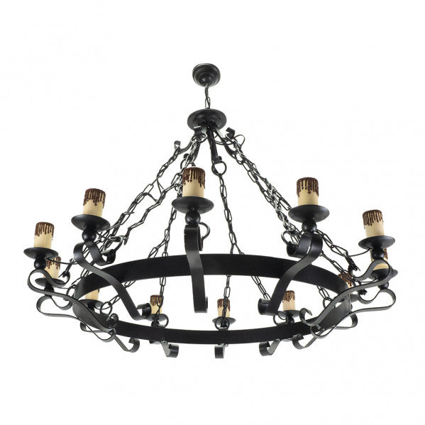 MEDIEVAL chandelier 12xE27 metal / polycarbonate black