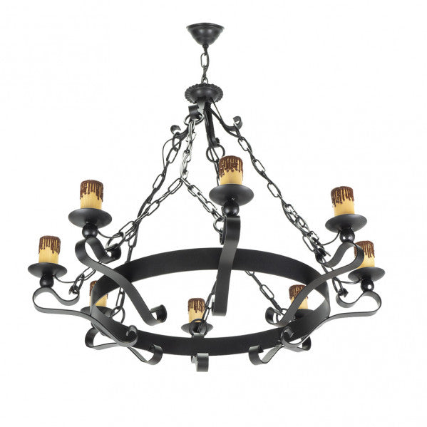 MEDIEVAL chandelier 8xE27 metal / polycarbonate black