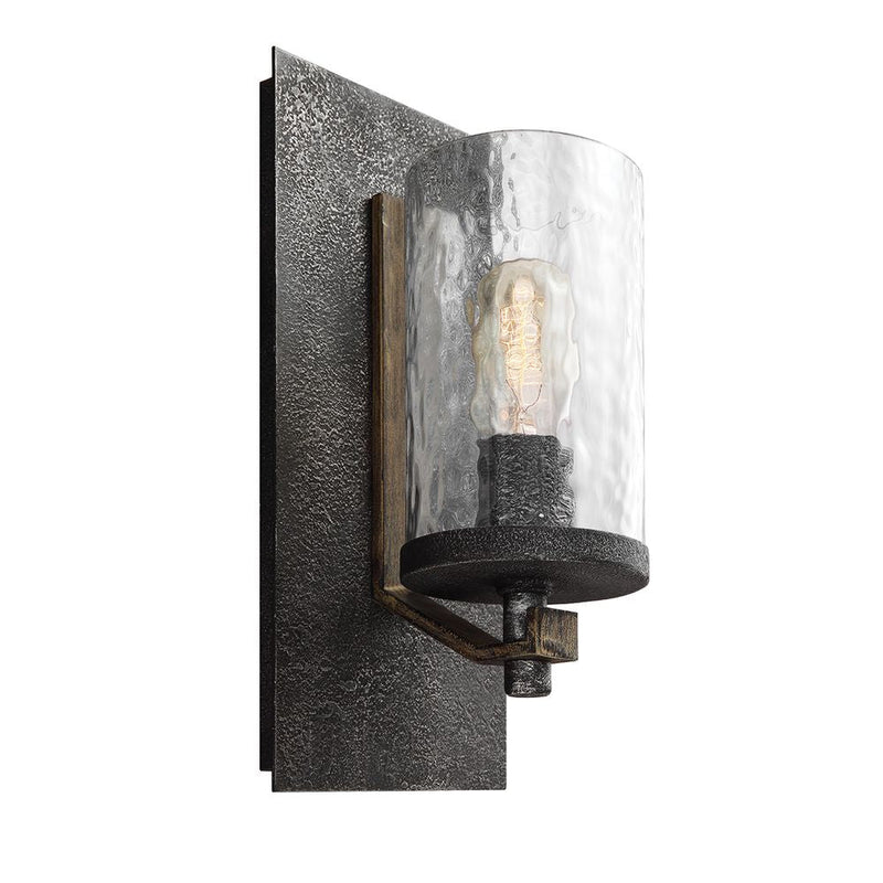 Wall sconce Feiss (QN-ANGELO1) Angelo steel, clear wavy glass E27