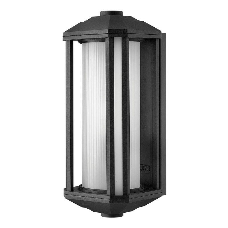 Outdoor wall light Hinkley (QN-CASTELLE-M-BLK) Castelle aluminium, ribbed etched glass E27