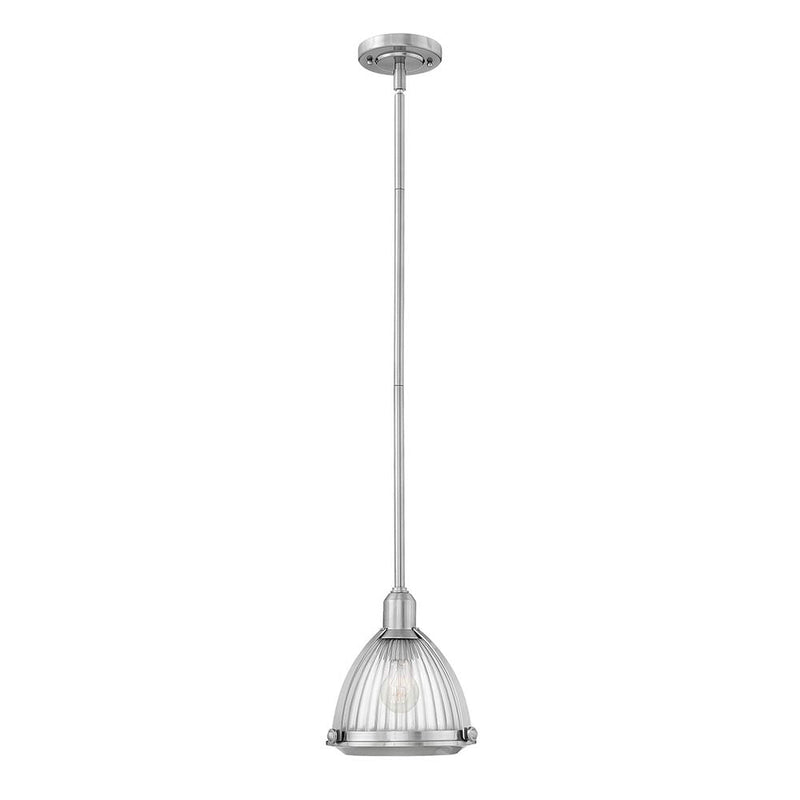 Pendant lamp Hinkley (QN-ELROY-BN) Elroy steel, clear ribbed glass E27